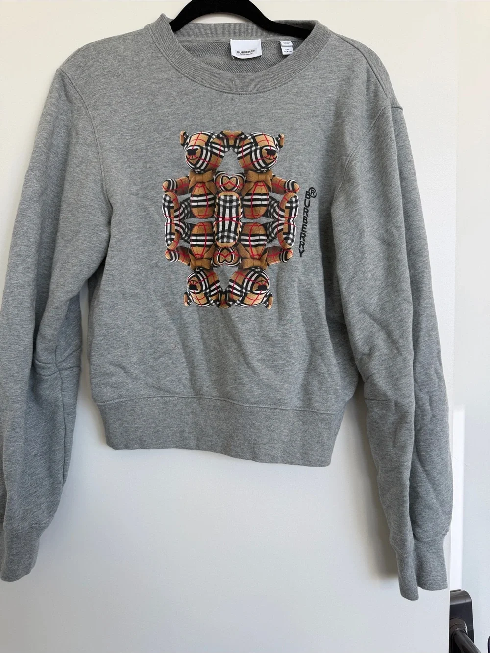 Burberry Grey Crewneck with Signature Check Motif